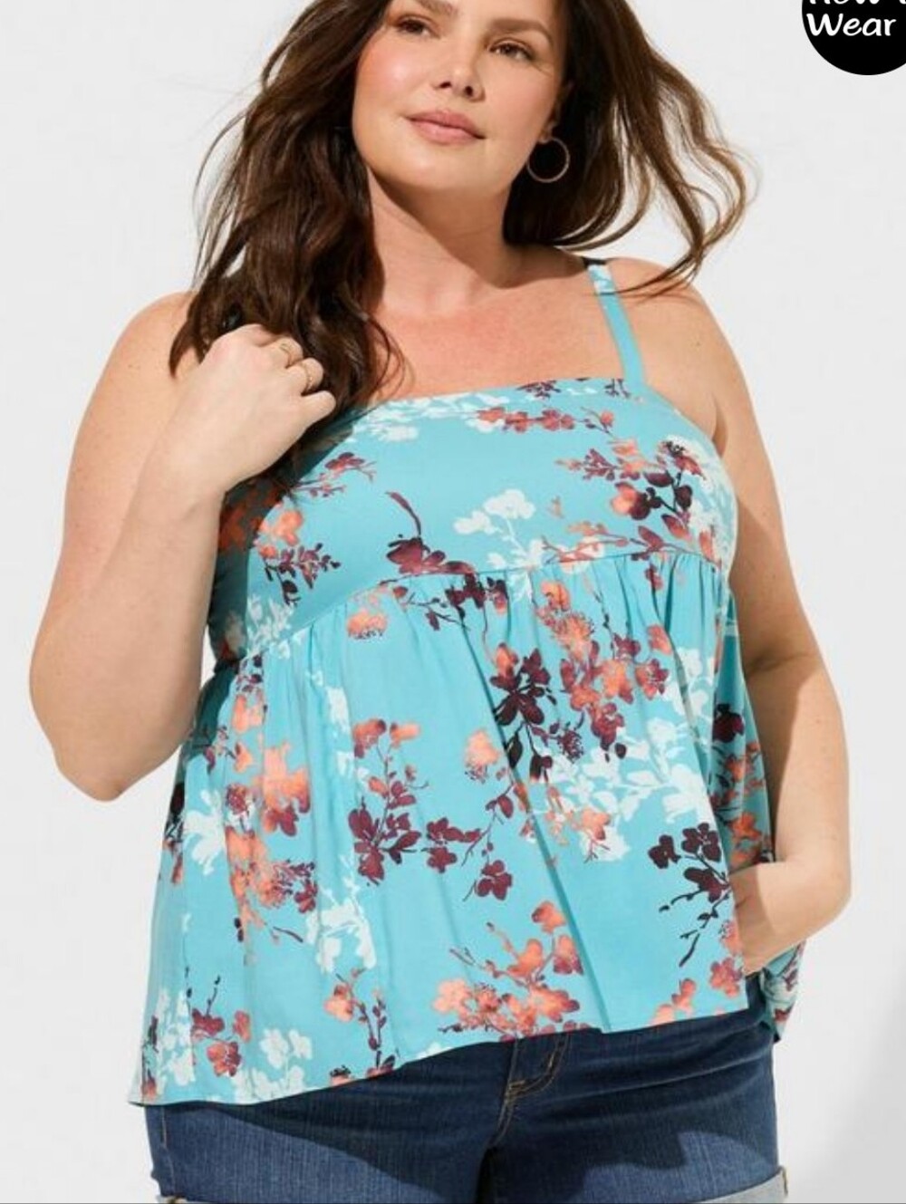 torrid Babydoll Challis Square Neck Floral Tank